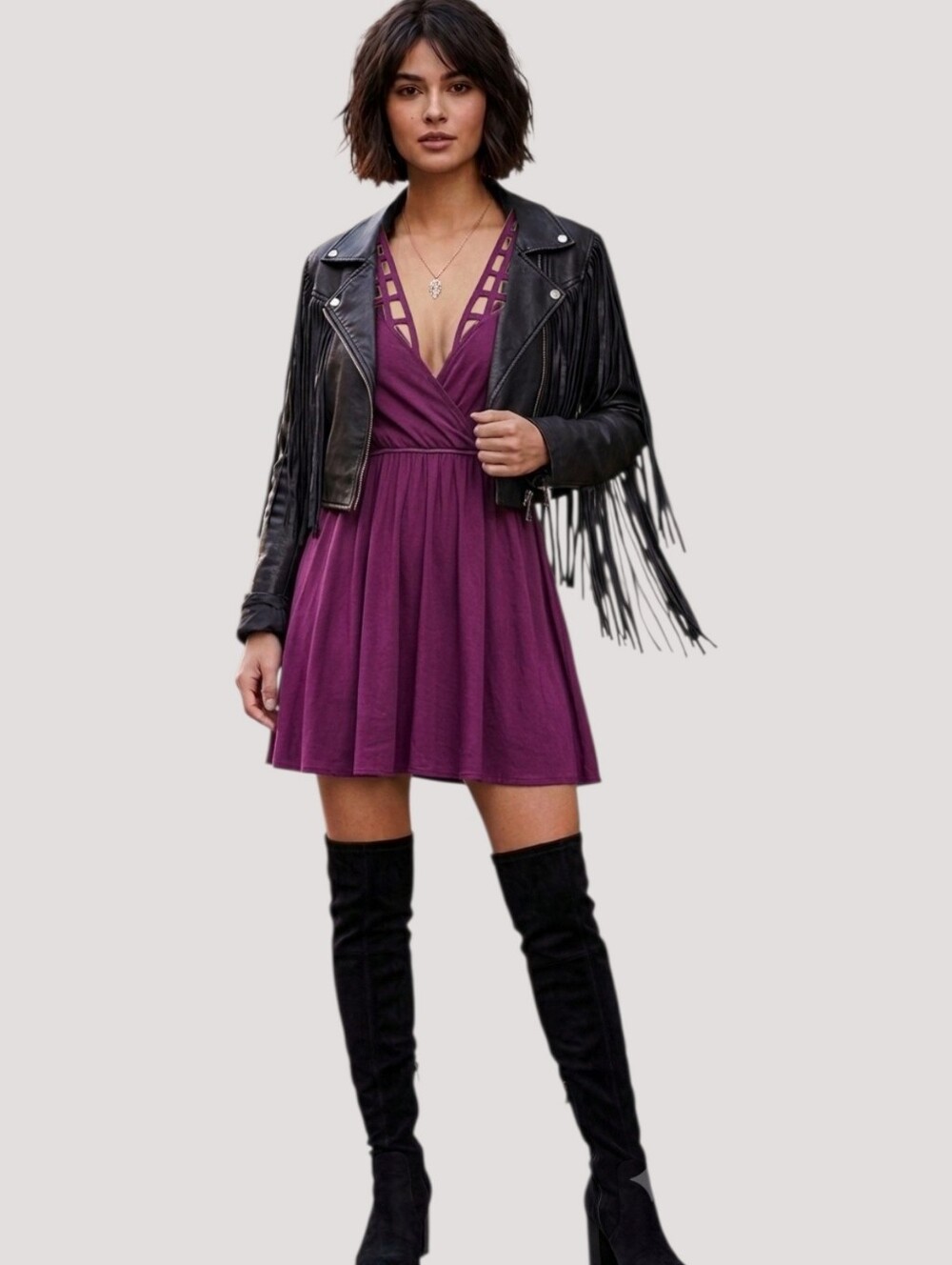 Vintage Y2K Empire Waist Lattice Front Cutout Dress